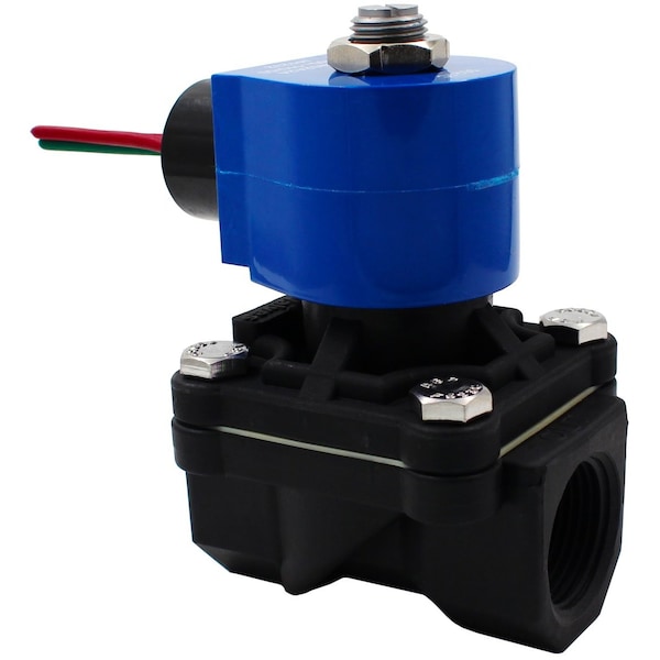 Solenoid Valve, 2-Way, 3/4 in Pipe Size, 120V/60V, 110V/50V, Diaphragm, Pilot Operated, Nylon, NBR